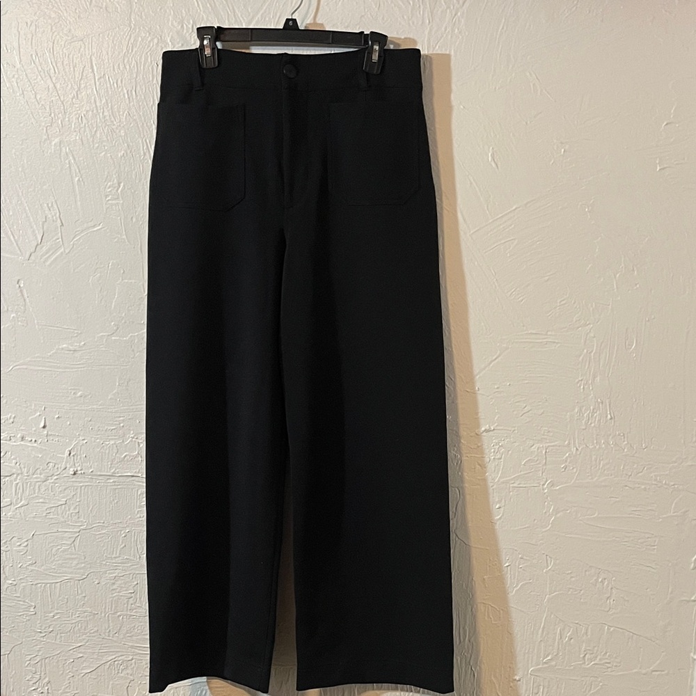 Maeve Black Wide-Leg High-Rise Pants